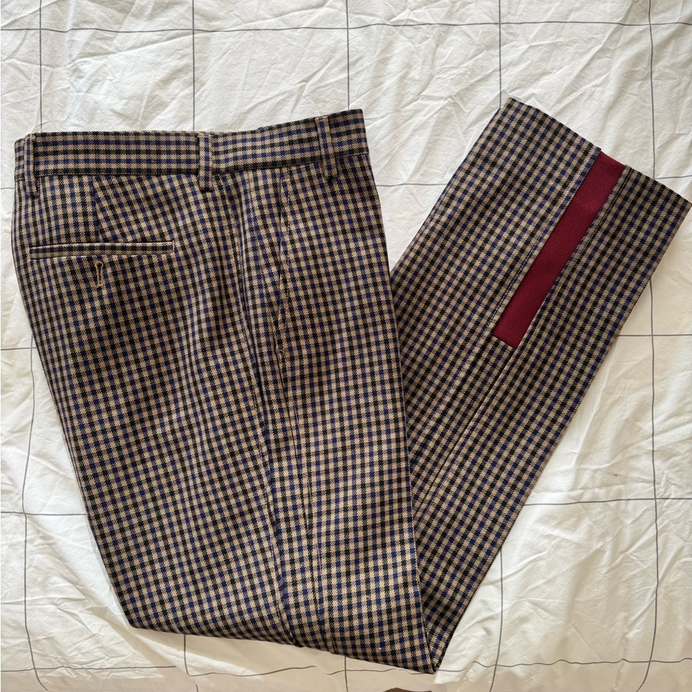 Men's Checkered Pants - Brown and Blue
